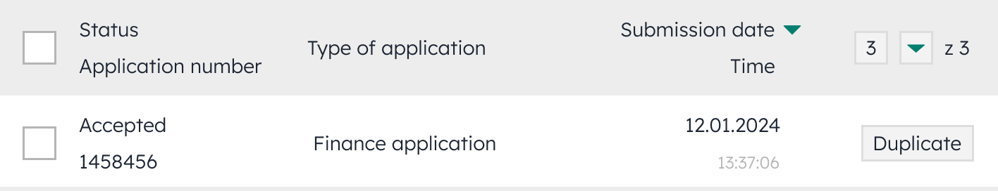 Interface element showing the status column moved to the first position in the table.